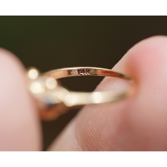 Antique 14k Solid Yellow White Gold Engraved Natural Old Mine Cut Diamond Ring - Picture 3 of 12